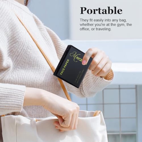 MAYCREATE® 200Pcs Oil Blotting Paper for Oily Skin, Natural Linen Face Sheets with Mirror & Puff, Compact Case for Men & Women, Absorbs Excess Oil, Makeup-Friendly, for Travel & Everyday Use MAYCREATE® 200Pcs Oil Blotting Paper for Oily Skin, Natural Linen Face Sheets with Mirror & Puff, Compact Case for Men & Women, Absorbs Excess Oil, Makeup-Friendly, for Travel & Everyday Use